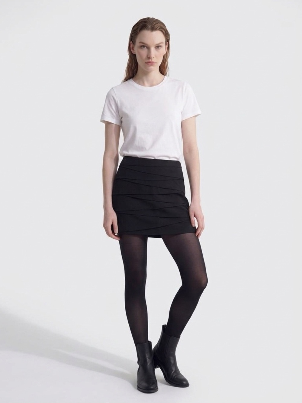Layered Detail Black Mini Skirt - Women
